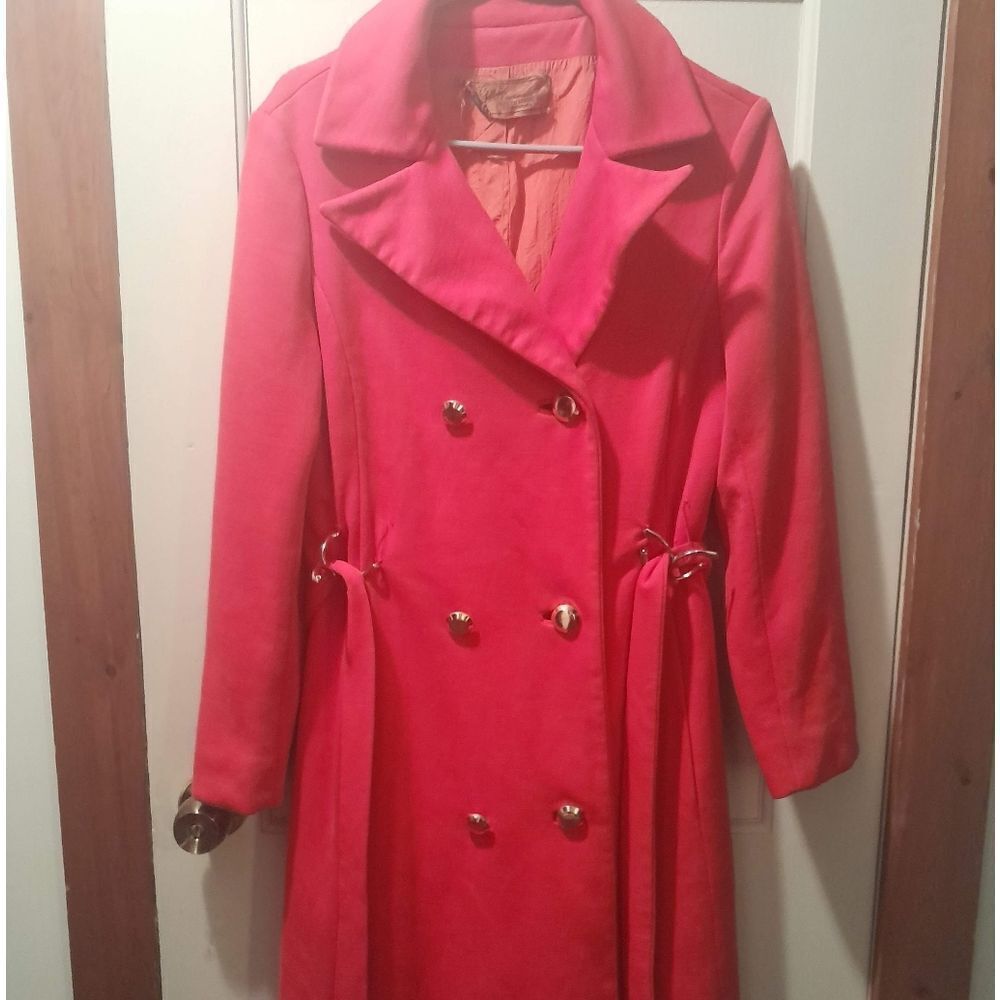 🤠Vintage Count Romi LTD Red  Trench Coat Wool/Poly Blend Size 6-8